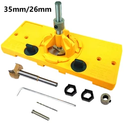 Concealed Cup Style Hinge Jig Boring Hole Drill Guide Set, Woodworking DIY Tool for Cabinet Door Installation, 35mm, 26mm