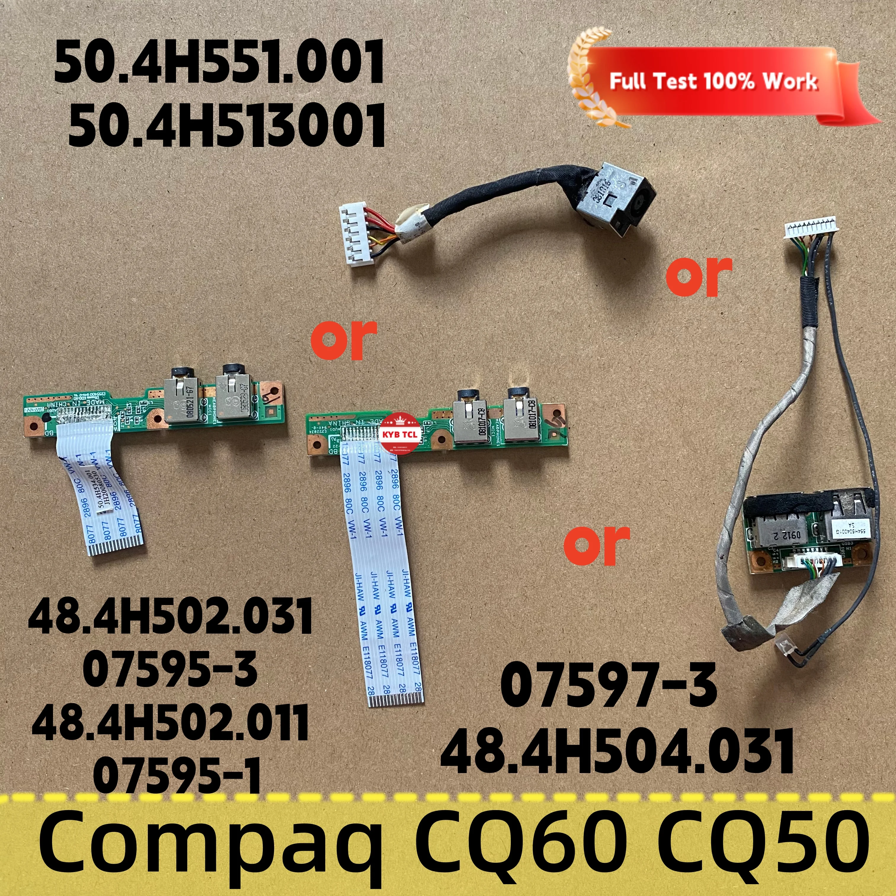 48.4H502.011 031 07595-1 3 50.4H534.001 Soquete de entrada DC ou placa de áudio com cabo ou placa USB para HP Presario CQ60 G60 CQ50 G50