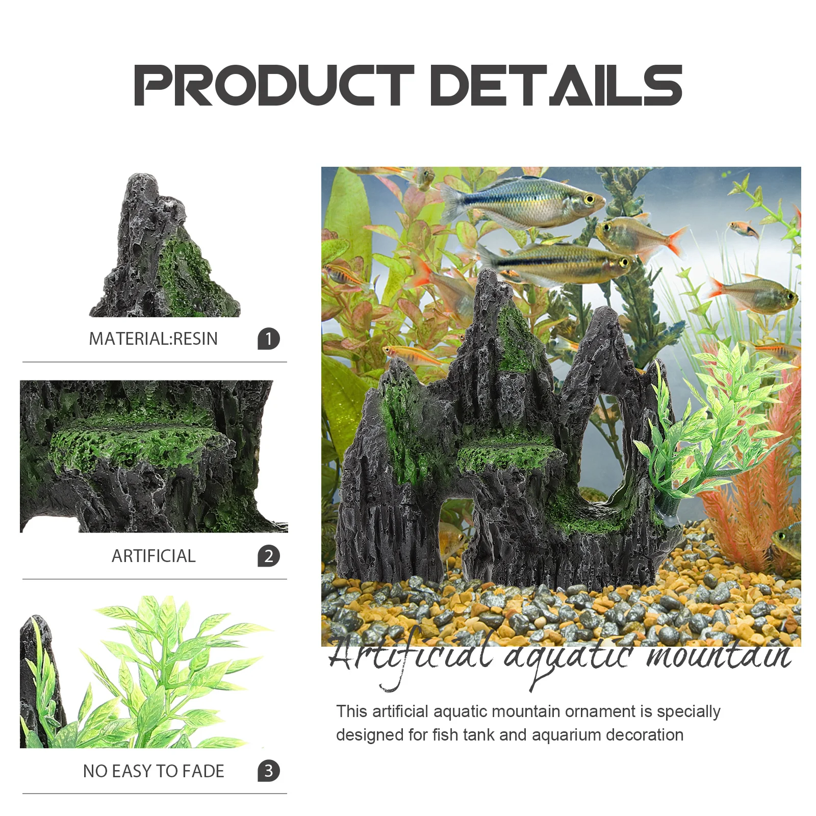 

Decorations Fish Tank Shelter Aquarium Resin Ornament Landscape Aquariums Mountain Rockery