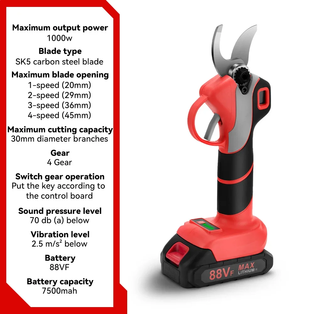 Imagem -03 - Brushless Electric Pruning Shears Cordless Pruner Branch Pruner Recarregável Gardening Tool For Makita Bateria 18v 4gears 30 mm
