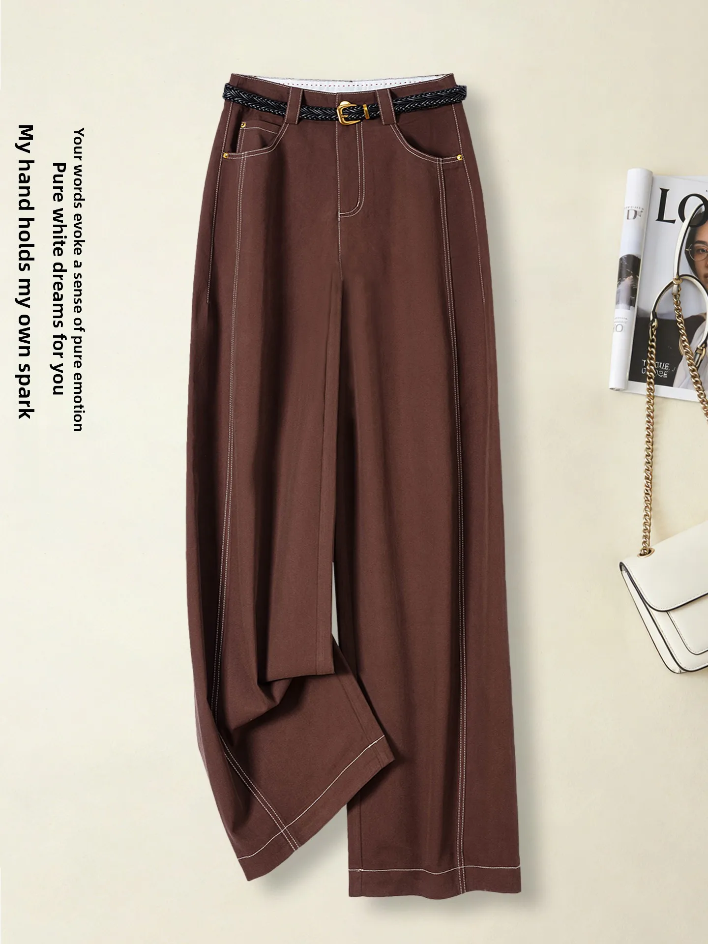  Denim Straight Leg Pants Women Summer Thin High Waist Slimming Casual Wide Leg Pants Comfortable Breathable Soft
