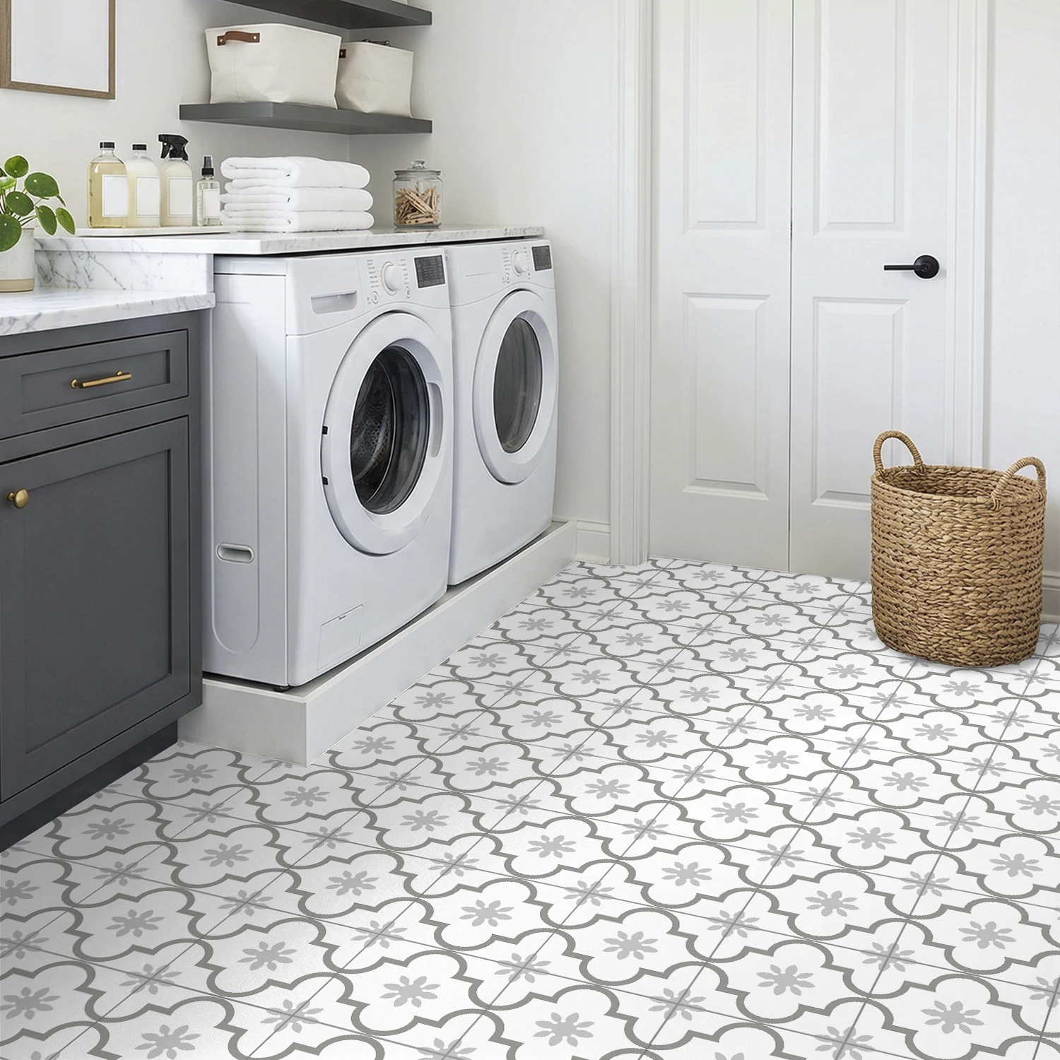 10pcs simple pattern with pattern stickers, self-adhesive and removable, suitable for decorating living room and kitchen floors