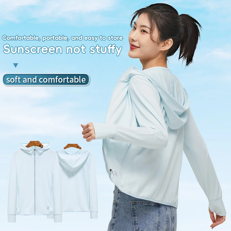 2023 Women Outdoor Sunscreen Thin Tops Sun Protection Fishing Tops Men Hooded Jacket Thin Beach Sweatshirt