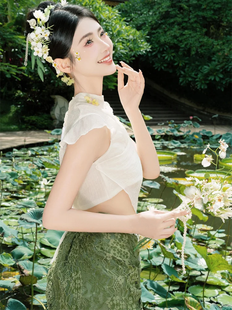 

Style Dai Ethnic Clothing Photography Costume Travel Snapshots Ethnic Minority Women's Fashion Summer New Arrivals