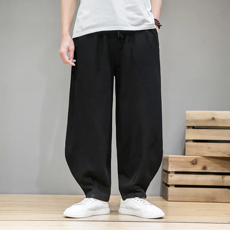 

Men's Pants, Loose Spring and Summer, Straight Tube Linen Casual Long Pants, Thin Cotton and Linen Halen Pants, Lantern