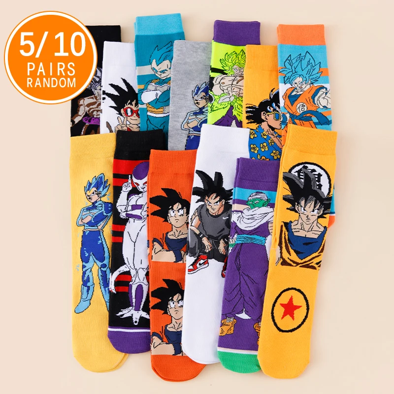 5/10 Double Dragon Ball Neutral Cartoon Anime Socks Hip Hop Street Style Novel and Fun Casual Men's and Women's Round Neck Socks