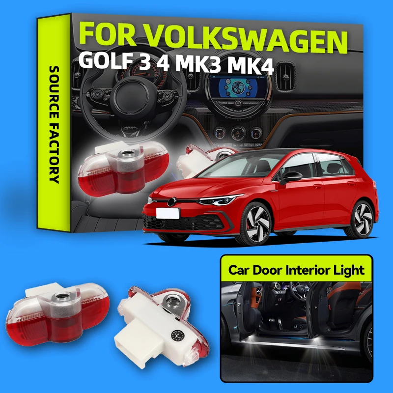 

2026 Hot Sticker 2Pcs For VW Polo Caddy Bora Lavida Golf 3 4 MK3 MK4 Beetle Jetta Touran LED Car Door Light Bulbs Interior Decor