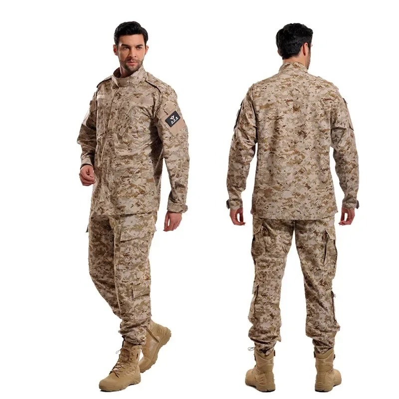 

Tactical Uniform Combat BDU Desert Camouflage Shirt Pants Set Training Clothes Men Hunting Clothing Airsoft Sniper Ghillie Suit