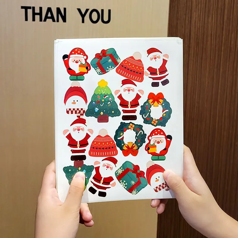 5pcs Christmas Cartoon Stickers, Xmas Small Gift, Santa Claus Christmas Tree Snowman Decals, DIY Decorative Stickers