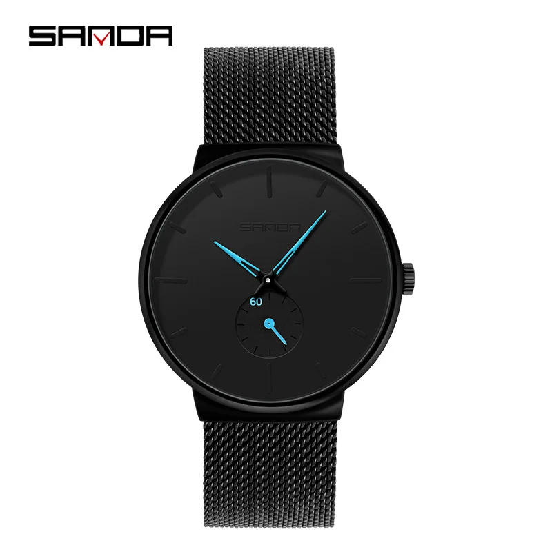 

SANDA1059 ultra-thin men's quartz watch waterproof simple business casual watch steel mesh with independent second dial