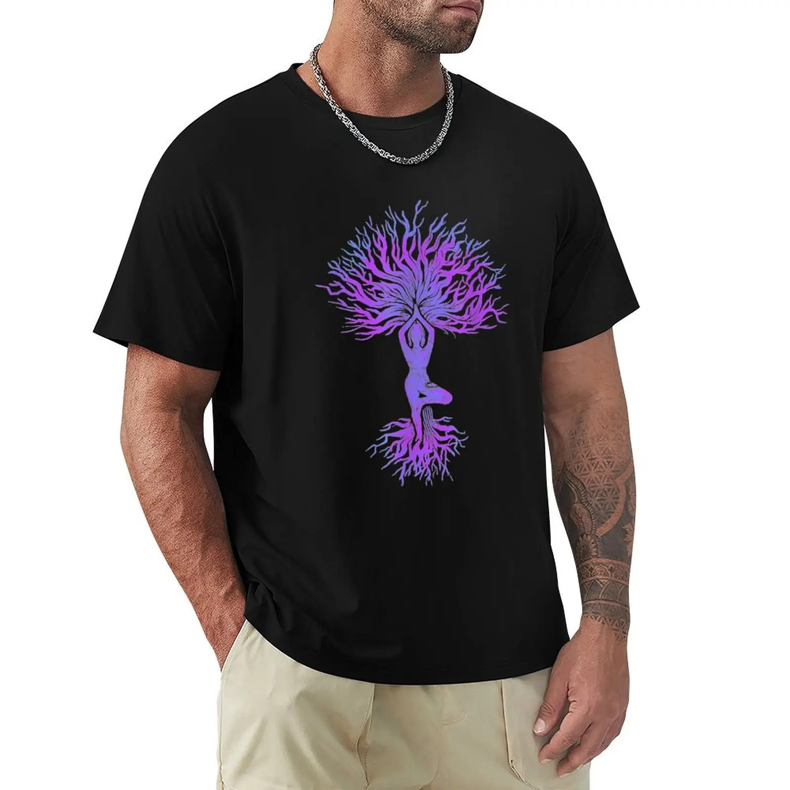 Tree Of Life Haka Om Woman Yoga Vrikshasana Hatha Pose T-Shirt Urban Casual Loose Fit Tee