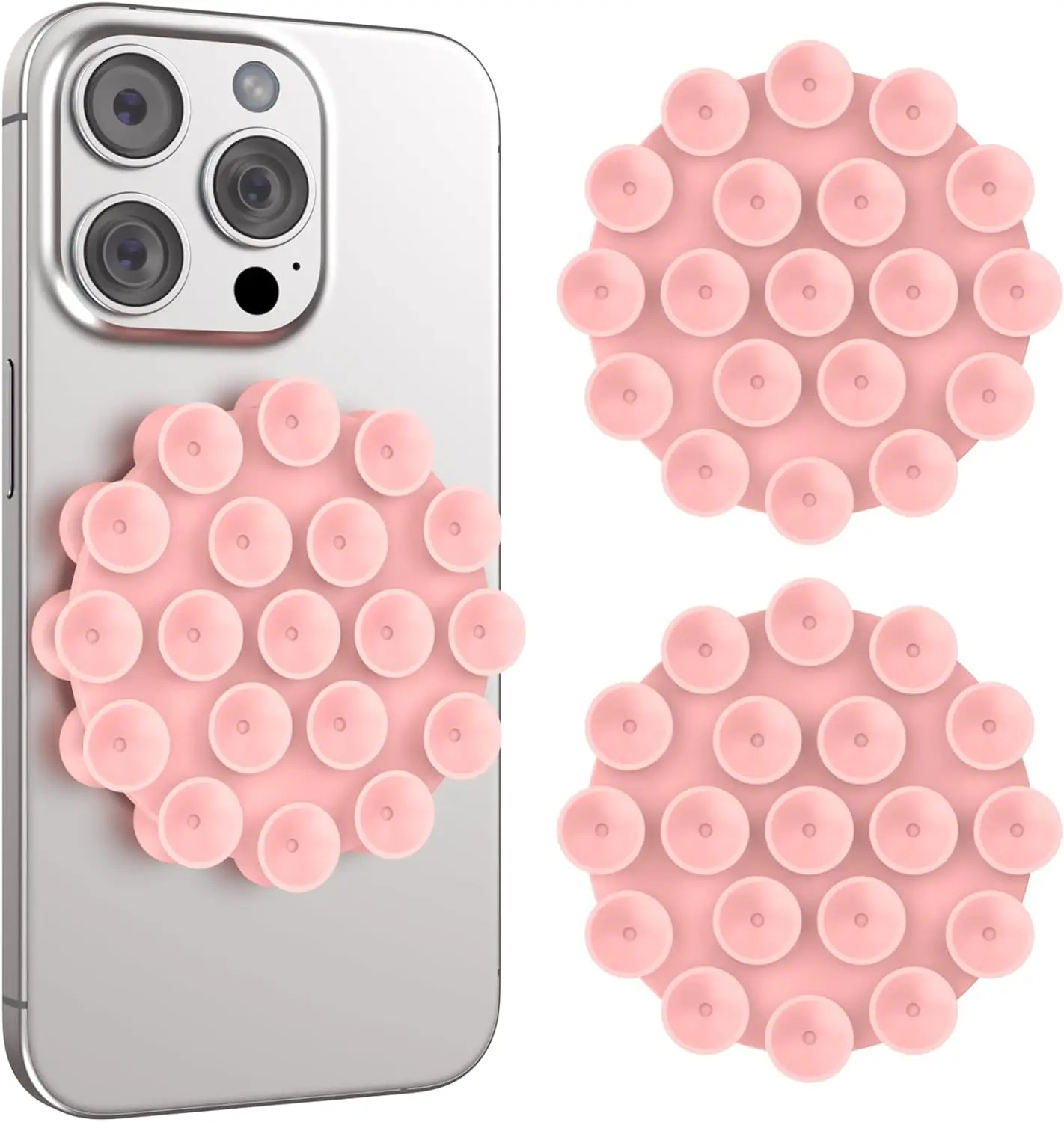 Double Sided Strength Adsorption Silicon Suction Cup Phone Case Holder for iPhone Android, Hands-Free Mirror Shower Phone Mount