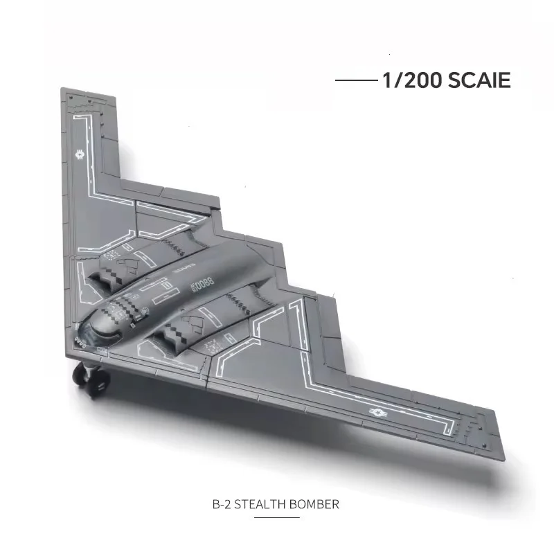 Die-Cast Aircraft Model 1:200 Scale US Air Force B2 Ghost Bomber ABS Assembly Model Building Block Plane W Wheels Display Gift