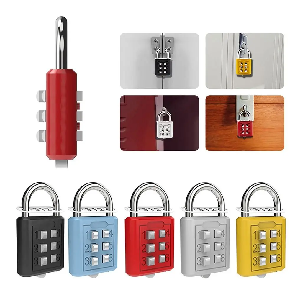 Anti-theft Travel Combination Lock Dormitory Cabinet  Lock Luggage Padlock 6 Digit Button Password Lock Backpack Zipper Lock