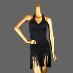 Women Fringe skirt Latin Dance Costumes Adult Sexy Strap Sleeveless Vest Female Tassel Dress Ballroom Stage Dancing Clothes