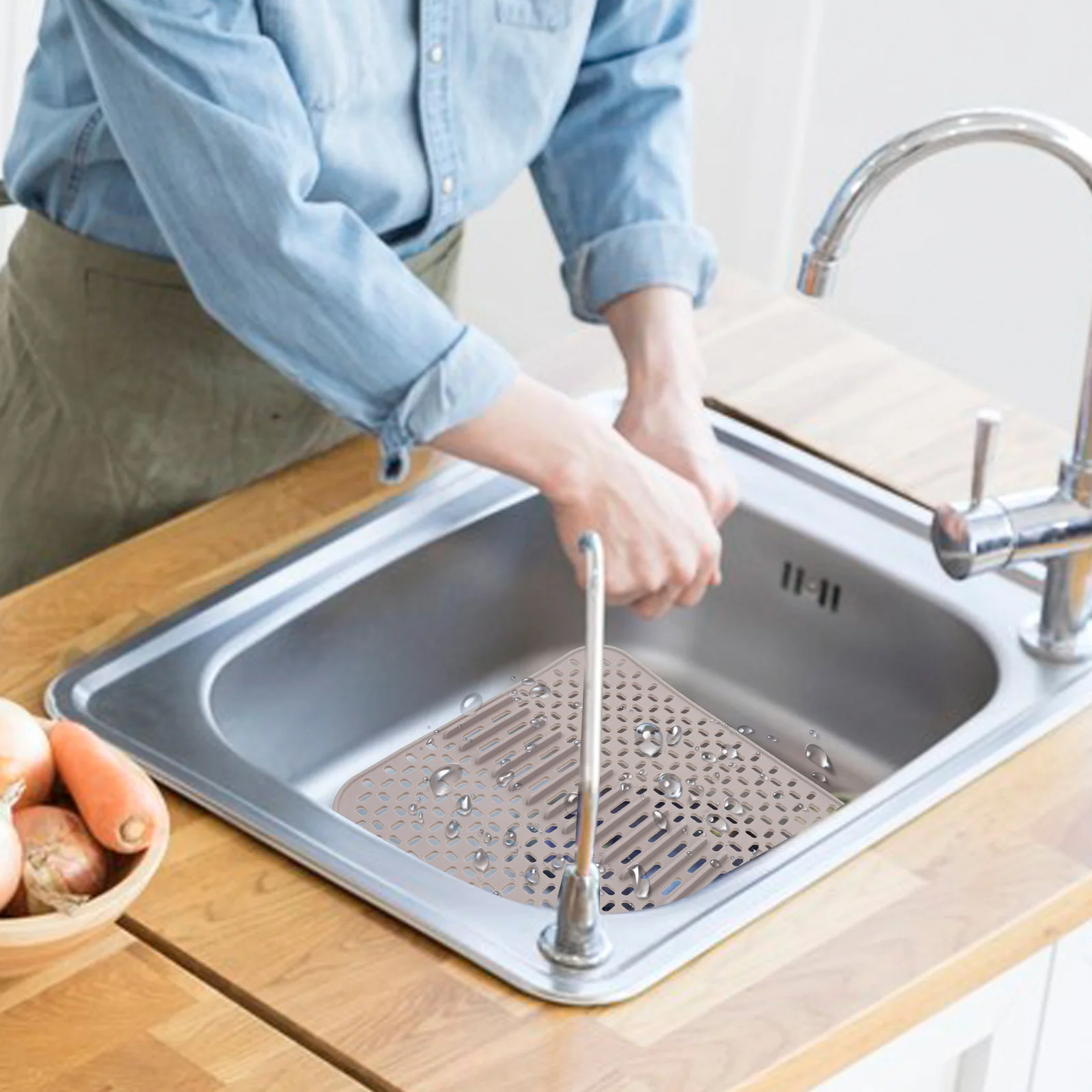

Insulation Pads Dish Drying Mat Square Draining Kitchen Sink Light Grey Silicone Mats for Dishes