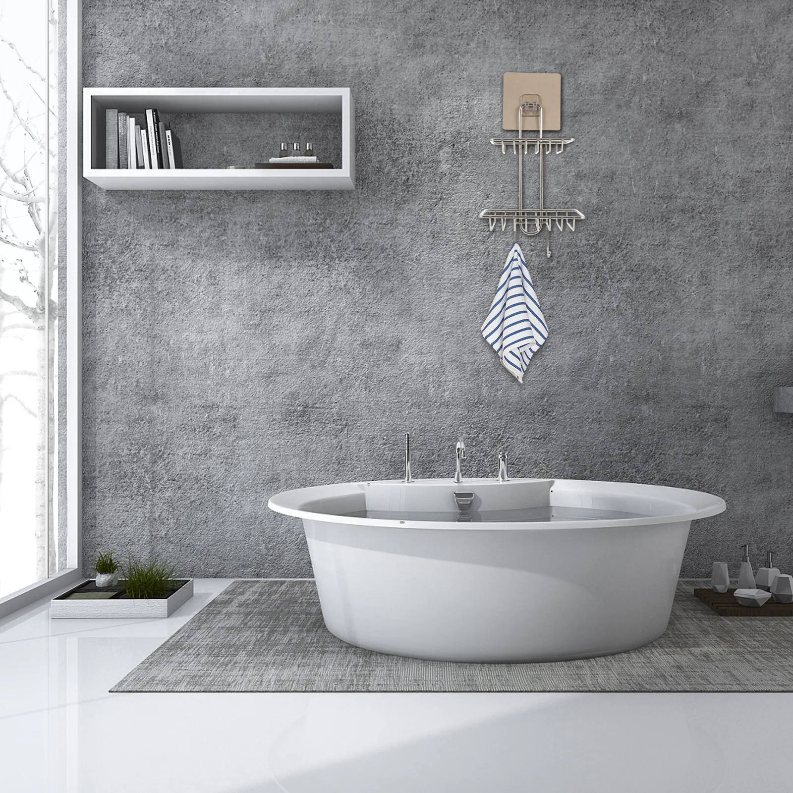 Punch-Free Stainless Steel Double Soap Dish Holder with Super Strong Suction Cup Wall Mounted Draining Soap Rack for Kitchen
