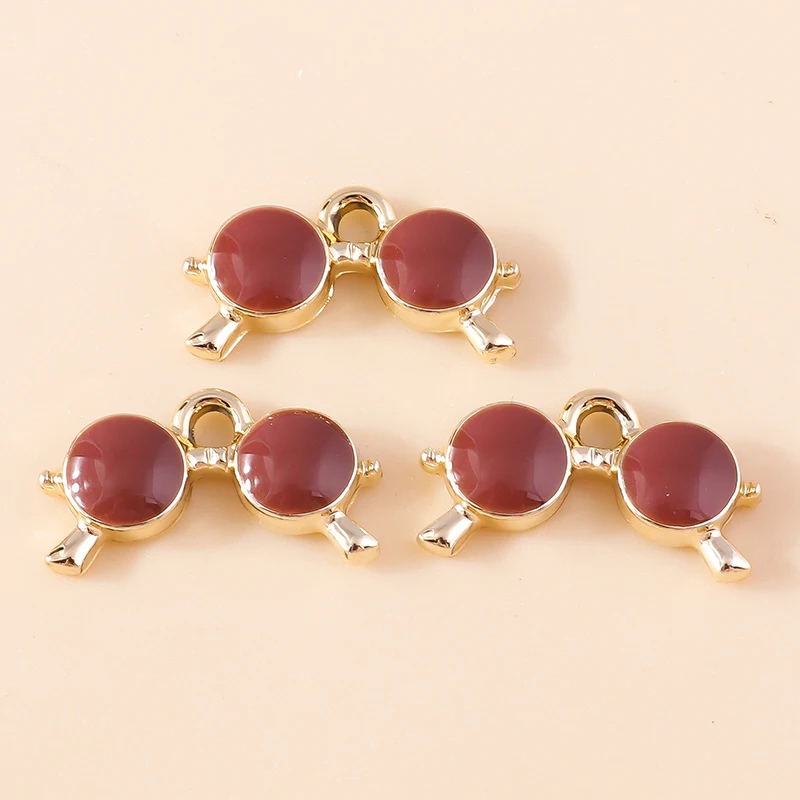 Leslie 10 Stück schöne Emaille Sommer Strand Herz Sonnenbrille Charms für Schmuckherstellung DIY Ohrringe Halsketten Anhänger Zubehör – Detail 12