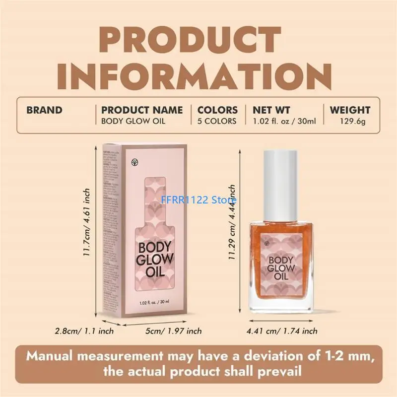 Y1UF -Körper schimmernder Öl Gesicht und Körper Highlighter langlebig glitzernd 30 Hervorhebung flüssiger Bronze -Glühen Make