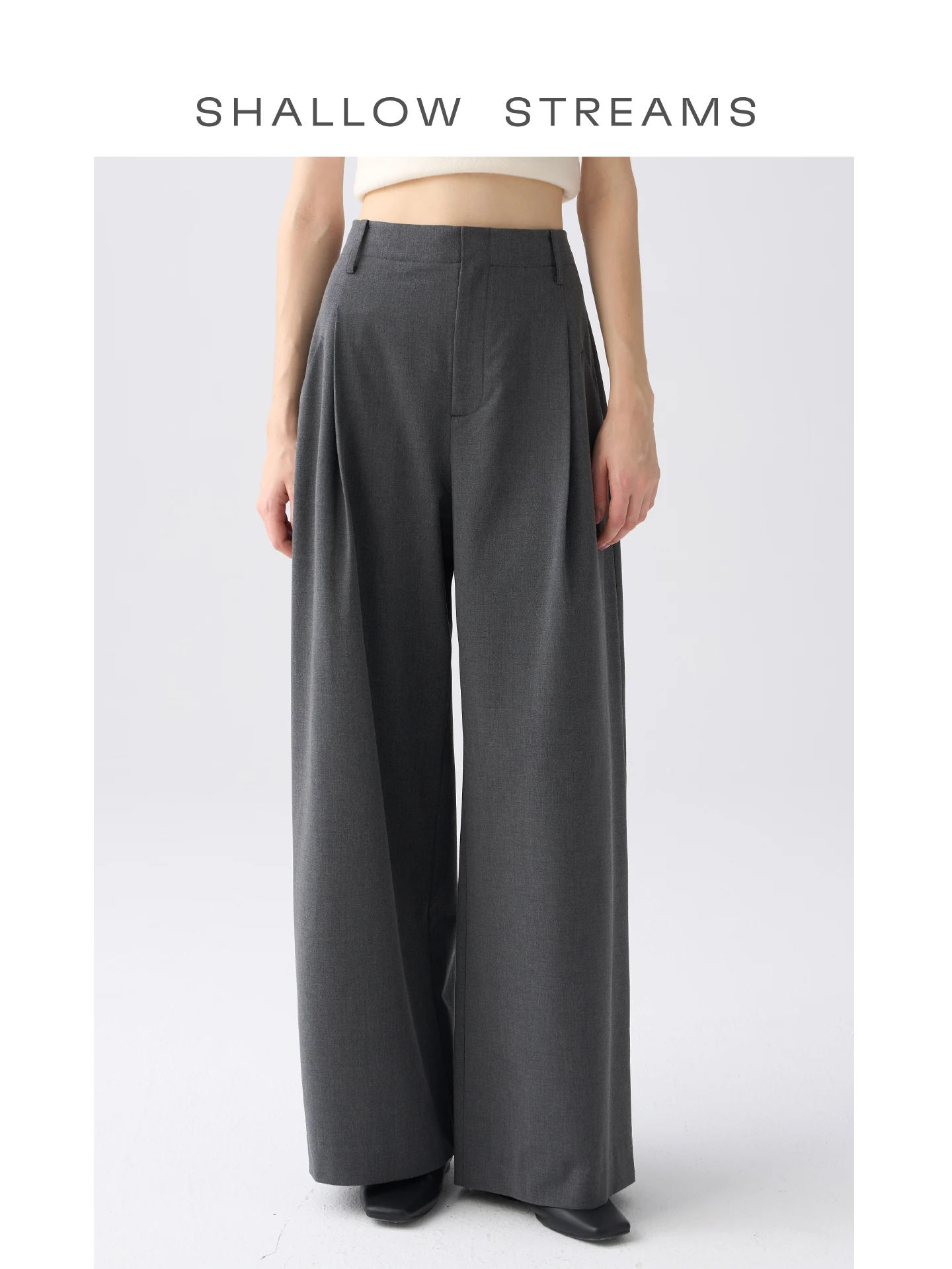 

Classic ey Straight Leg Wide Leg Pants Women's Suit Trousers Dra Long Pants Autumn Casual High Waist Cotton Blend