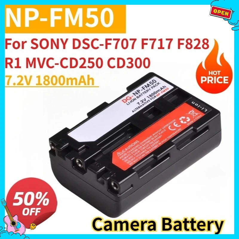 

New Camera Battery NP-FM50 NP-FM30 7.2V 1800mAh For SONY DSC-F707 F717 F828 R1 MVC-CD250 CD300 CD350 CD400 CD500 DSC-S30