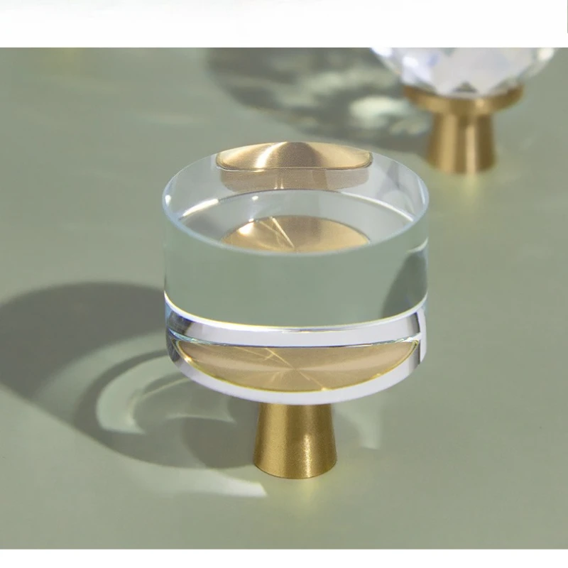 Puxadores de gaveta, maçaneta da porta do armário para móveis, latão sólido, cristal, vidro, armário, porta de armazenamento de cozinha