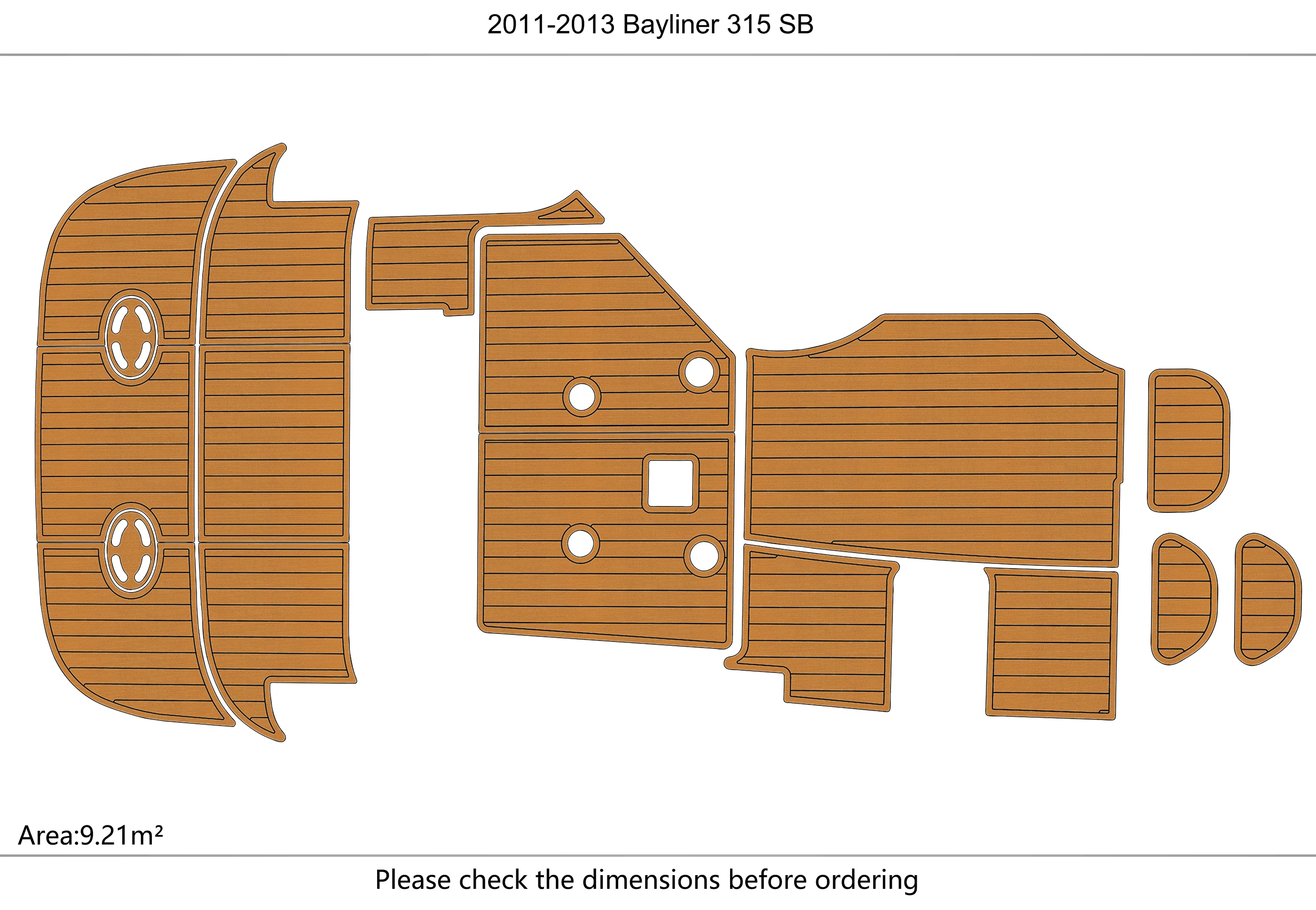 Eva foam Fuax teak seadek marine floor For 2011-2013 Bayliner 315 Cockpit Swim platform 1/4