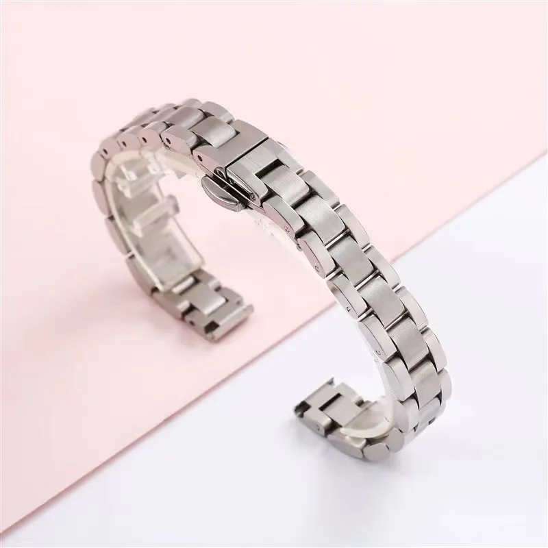 New watch strap Three-bead solid steel strap Butterfly double snap buckle strap Watch accessories 22 20mm