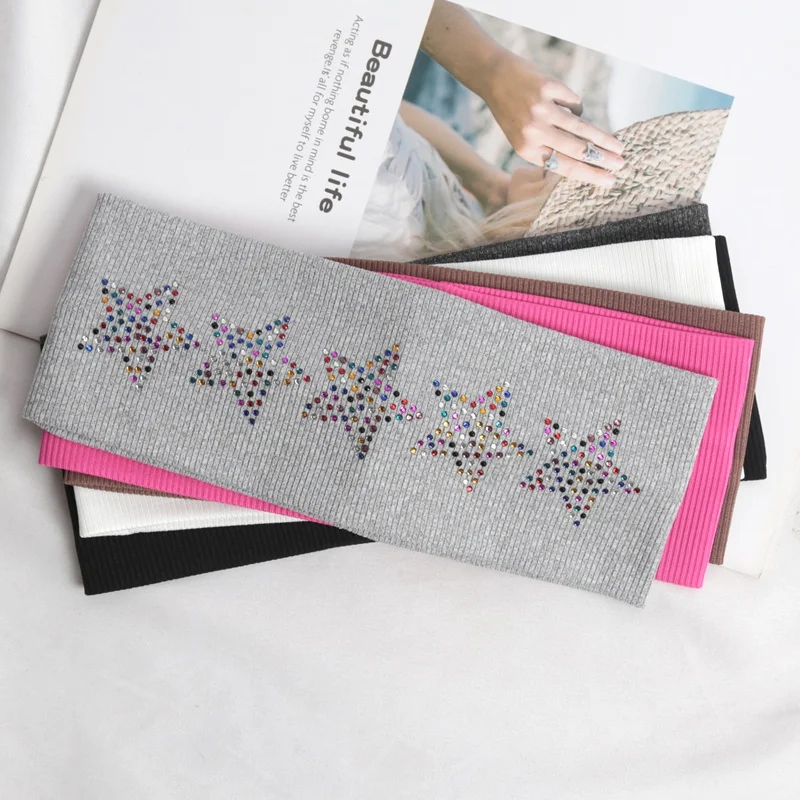 Einfache, modische, schwarze, elastische Haarbänder für Mädchen, rutschfest, weiches Haar-Accessoire, Sterne, Kopfwickel für Frauen, Yoga, Workout, Stirnband – Detail 2