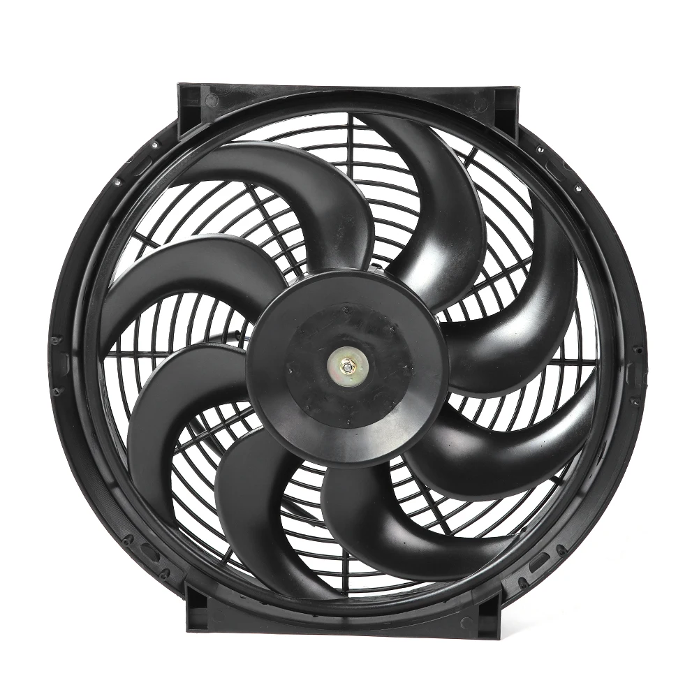 

14in Electric Slim Radiator Cooling Fan Assembly 12V Universal Parts with Mounting Kit