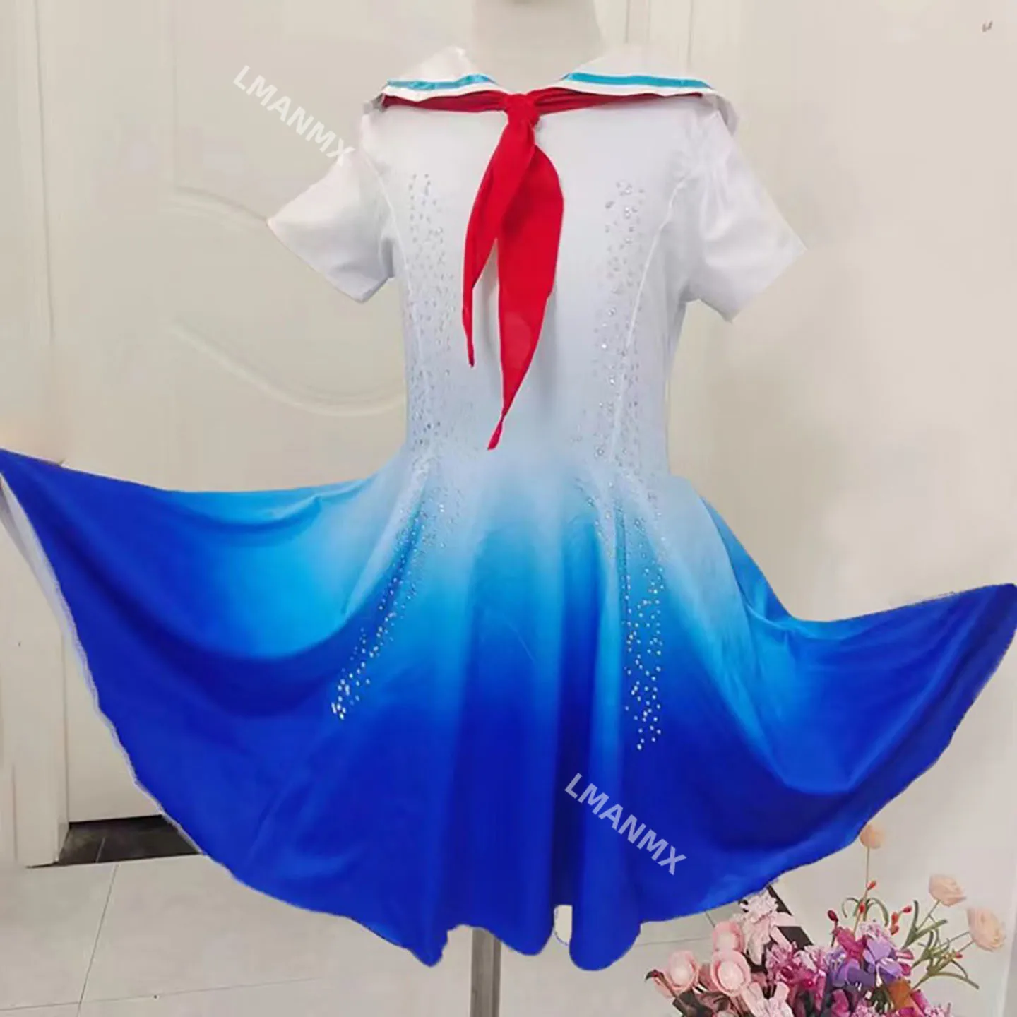 Vestido Rojo para Niños para Actuación de Canto, Recitación de Poesía, Vestido Azul para Actuación