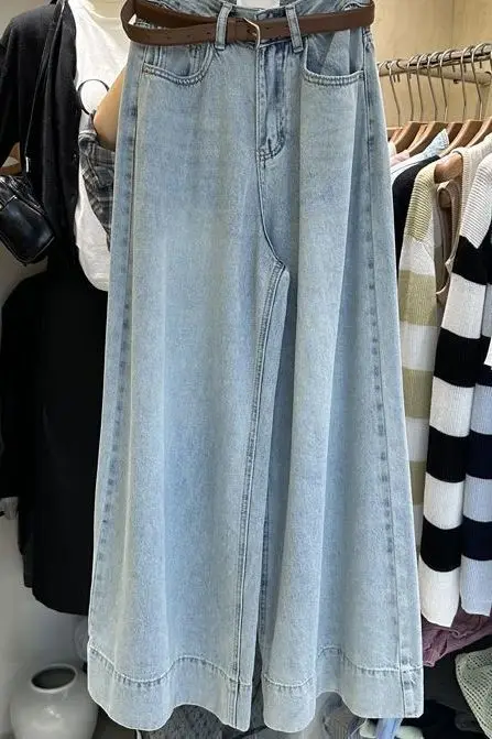 

Джинсовые широкие брюки из ледяного шелка, женские летние тонкие джинсы, прямые брюки с высокой талией, женские ковбойские джинсовые брюки до щиколотки Wh1