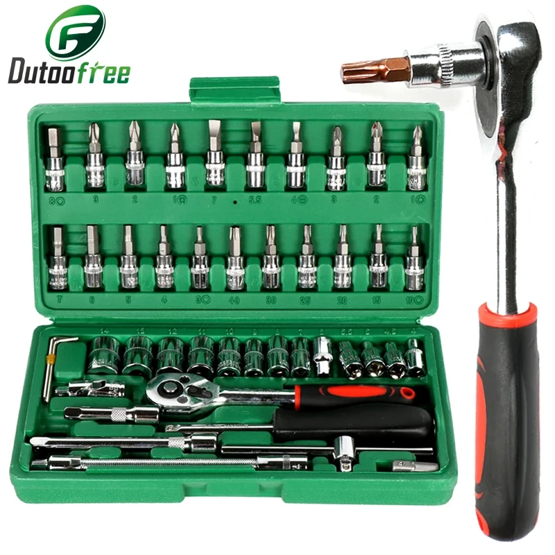 46PCS/Box Spanner Socket Set 1/4
