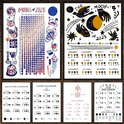 2025 Moon Phase Calendar,Simplicity Wall Art Canvas Painting,New&Full Moons Lunar Calendar 2025,Abstract Art Poster Print Decor