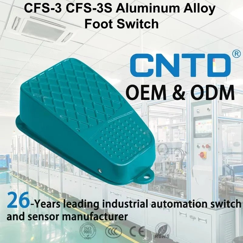 CNTD CFS-3 CFS-3S Foot Switch Pedal Momentary 10A 15A 250V Aluminum 1M 2M Cable 2A2B Industrial Micro Switch CNC Press