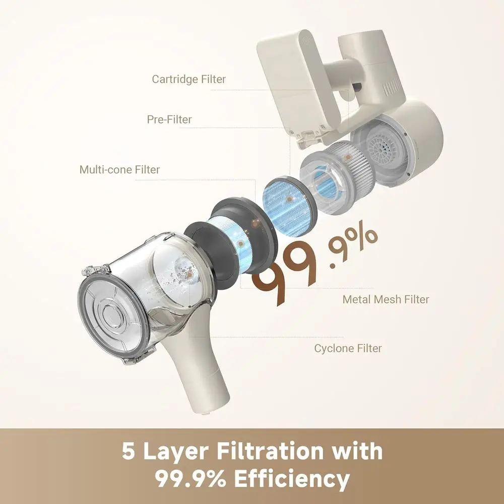 Potente aspirapolvere senza fili da 120 AW, autonomia di 60 minuti, anti-groviglio, luci a LED, ideale per peli di animali domestici e tutti i piani