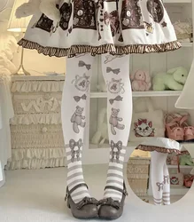 Hot New Japanese Joint Doll Lolita Socks Women's Summer and Autumn Beauty Sweet Velvet Printed Pantyhose Bow Kawaii Socks