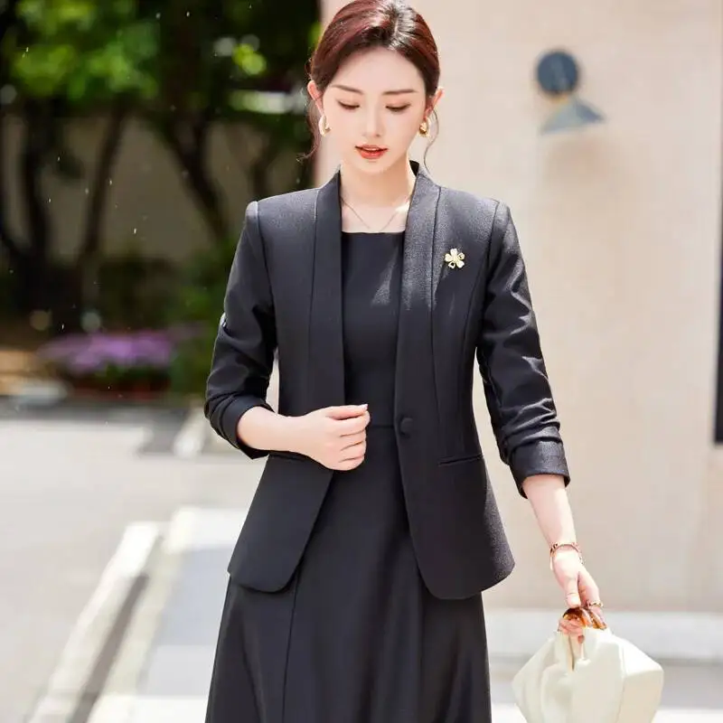 Formal Women Business Suits Professional Office Work Wear with Dress and Blazers Autumn Winter Professional Career Interview Set