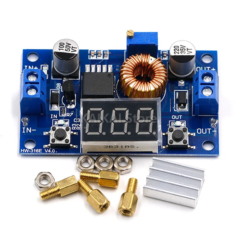 1pcs XL4015 5A High power 75W DC-DC adjustable step-down module+LED Voltmeter Power supply module