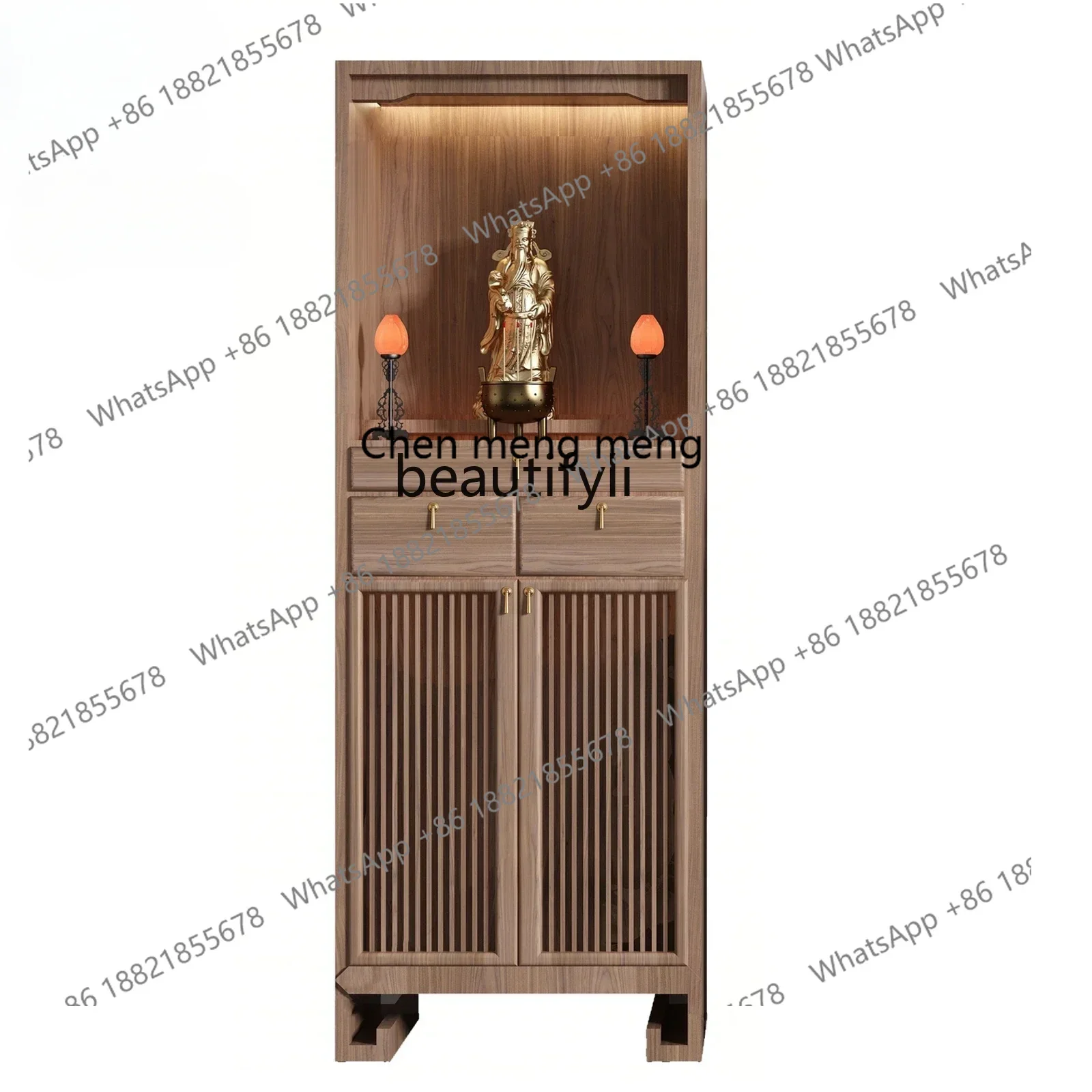 New Chinese-style double-layer solid wood Bodhisattva offering table, household god cabinet, shrine, ancestral shrine