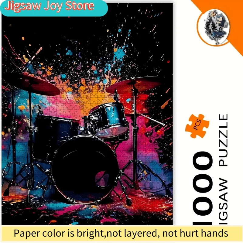 Creative  Jigsaw Puzzle Featuring a Graffiti-Style Drum Theme - a Challenging Brain Game for Aged 14 And Up, High-Quality Puzz