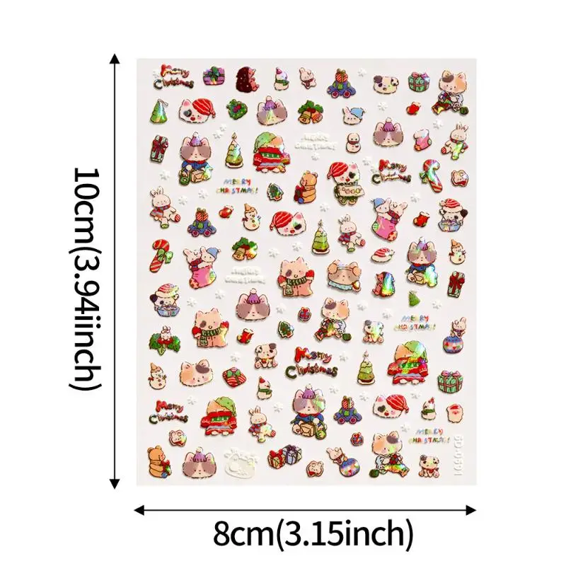 Adesivi per unghie natalizi con rilievo laser 5D Fiocchi di neve Babbo Natale Alce Albero di Natale Decalcomanie per unghie Set manicure natalizio invernale in rilievo