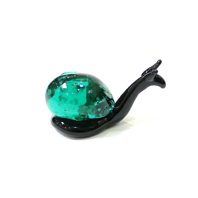 Fluorescent Murano Glass Snail Mini Figurine Ornaments Cute Animal Tiny Statue Home Table Fairy Garden Decor New Year Kids Gifts