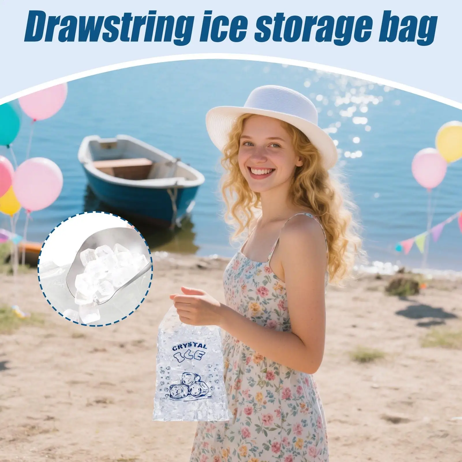 100pcs Drawstring Ice Bag Anti Freezing Material Resistant Low Temperature, Thick Drawstring Ice Pack Storage Bags Cube Ice Pack