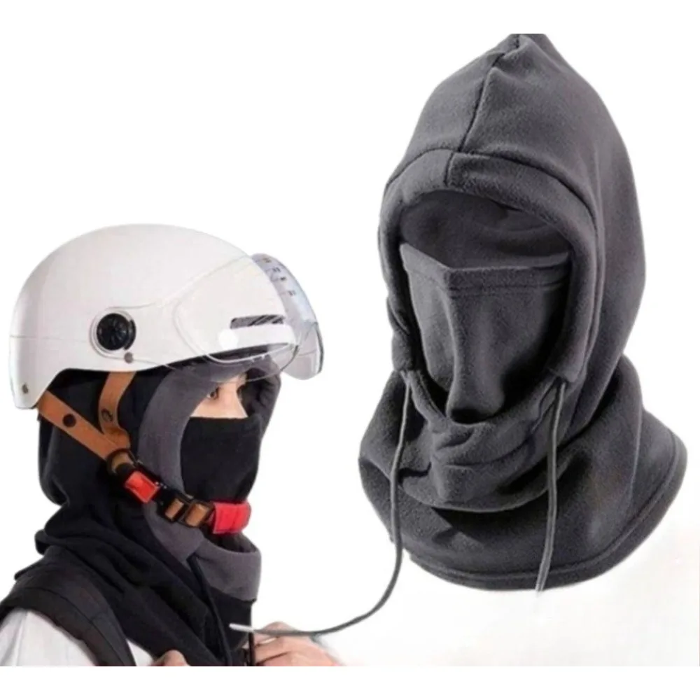 Windproof Mask Winter Balaclava Knit Hood with Drawstring Mo