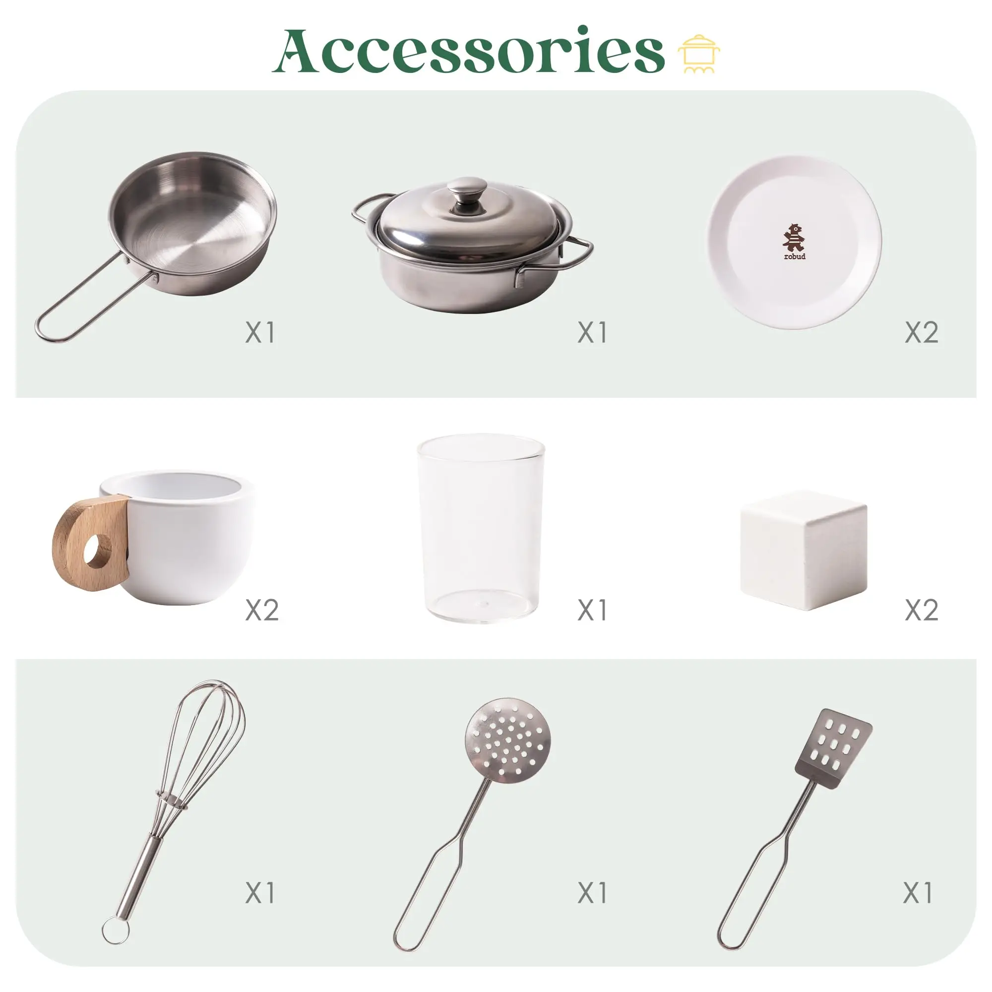 ROBOTIME ROBUD Cucina de juego de esquina 10 en 1 Juguete de madera con electrodomésticos y utensilios para niños pequeños 3+