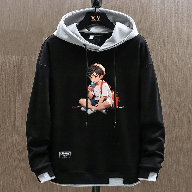 

Новая зимняя повседневная толстовка для подростков и молодых мужчин: свободный крой, удобная полиэстеровая ткань, модный уличный стиль