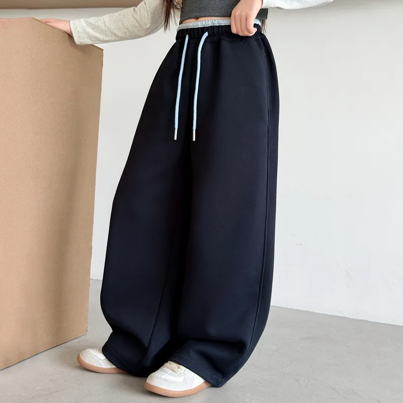 Girls Spring Autumn Casual Sports Casual Trousers For Children Curved Pants Kids Fashion High Waist Loose Sweatpants Trackpants 5