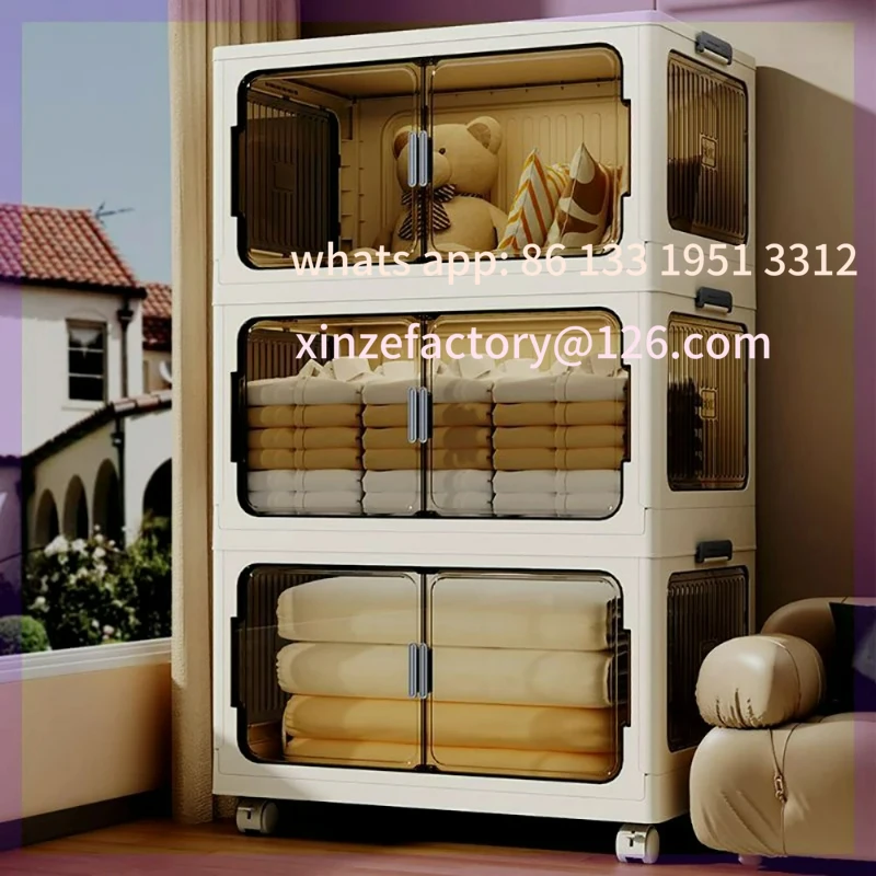 

Customizable Foldable Storage Trunk Open Wardrobe Transparent Organizer Box Home Closet Cabinet Clothes Organizer Large Capacity