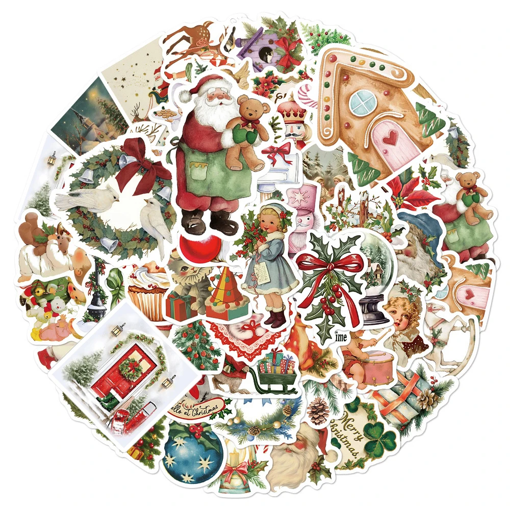 10/30/50 Stück Vintage Romantische Weihnachten Ästhetische Aufkleber Artsy DIY Scrapbooking Telefon Gepäck Wasserdicht Retro Aufkleber